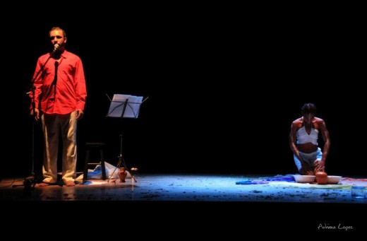 Com Kanzelumuka no espetáculo Poemacumba, na noite do lançamento do livro, na Funarte/SP